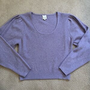 The Westside Kaia Purple Lavender Wool Cashmere Ribbed Knit Sweater Size Large